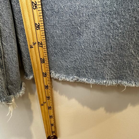 LOFT Women’s Jeans Size 12 Curvy Wide Leg Raw Hem Distressed Light Wash Denim - Picture 6 of 11